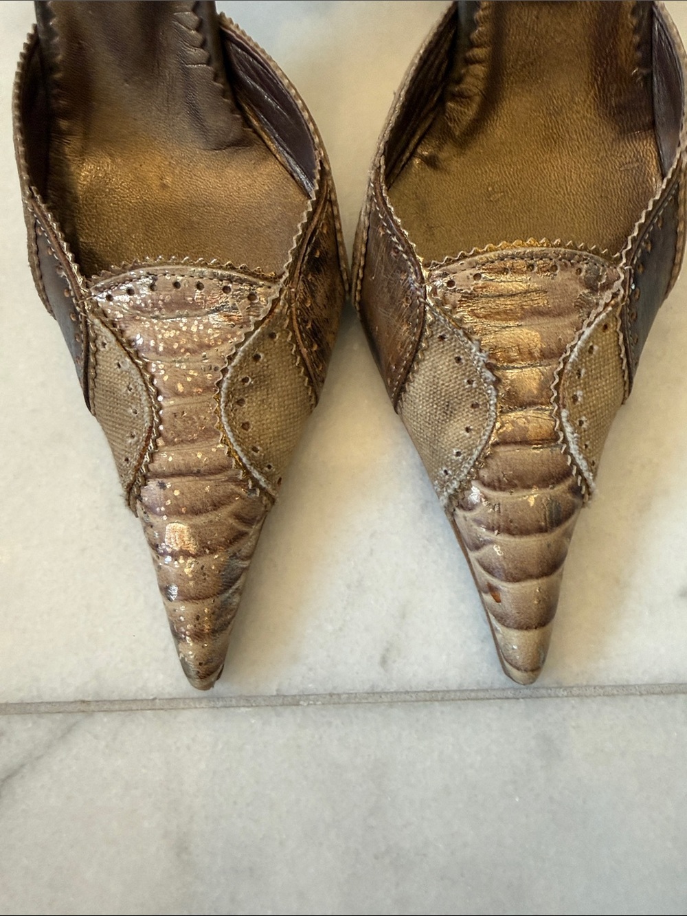 Women’s Metallic Brown Pointed-Toe Pumps - Picture 3 of 8